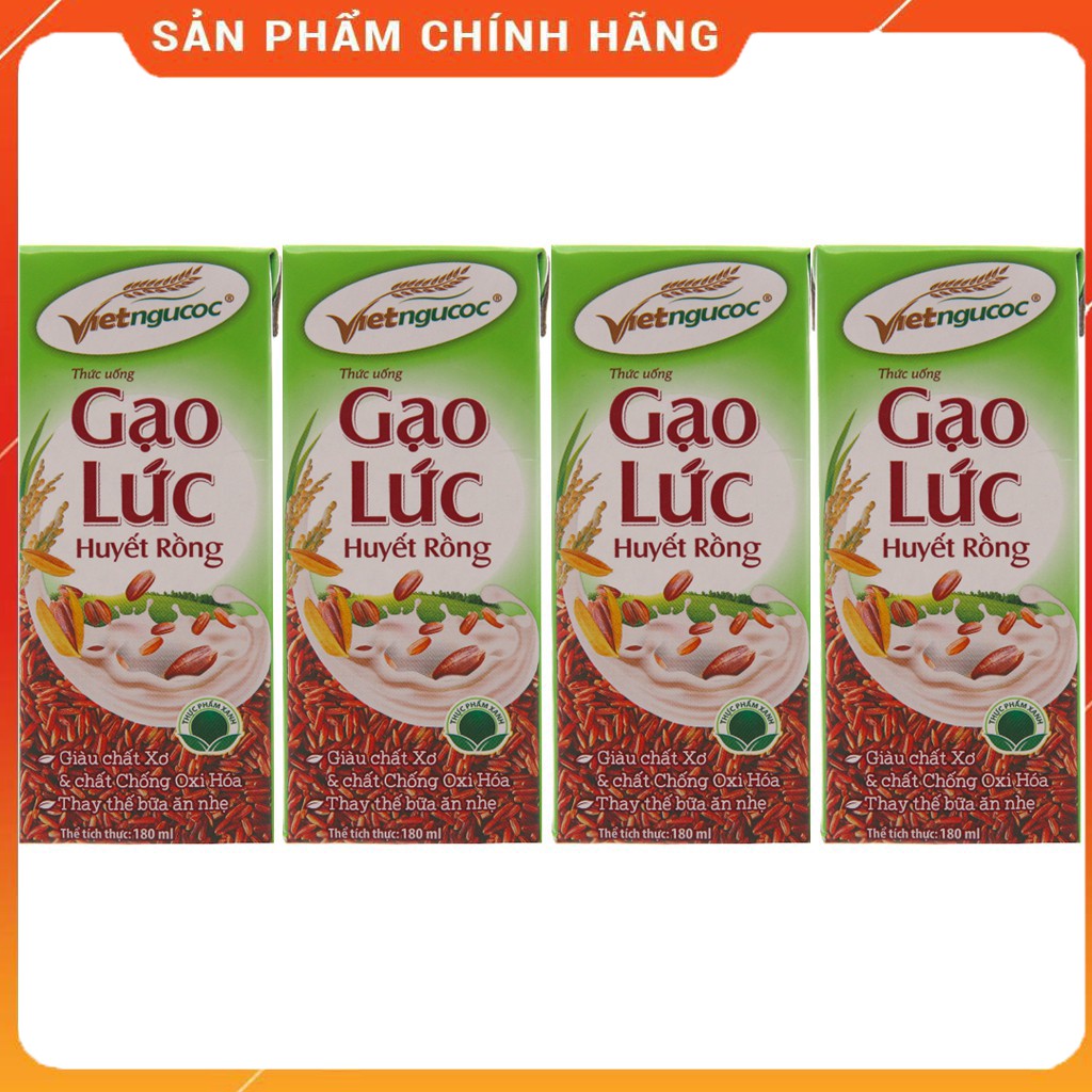 4 Hộp Gạo Lức Huyết Rồng 180ml Việt Ngũ Cốc