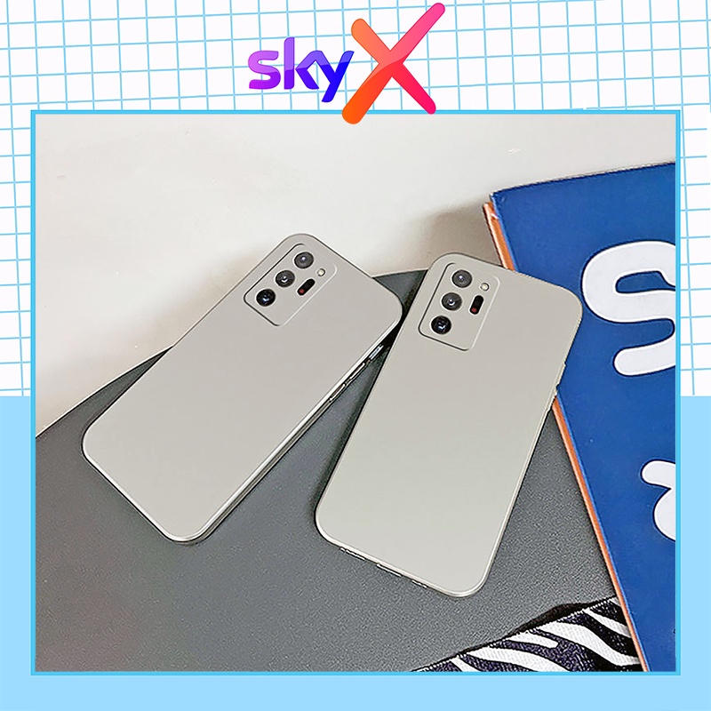Ốp lưng SAMSUNG viền vuông mạ màu bạc kim loại sáng bóng Note 8 Note 9 Note10 Note10 plus Note 20 Note 20 Ultra