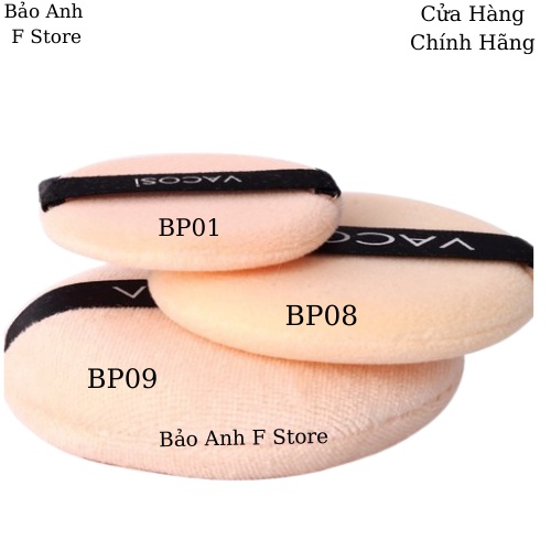 Bông phấn khô trang điểm VACOSI ROUND PUFF tròn 3 size nhỏ - trung - lớn BP01 BP08 BP09