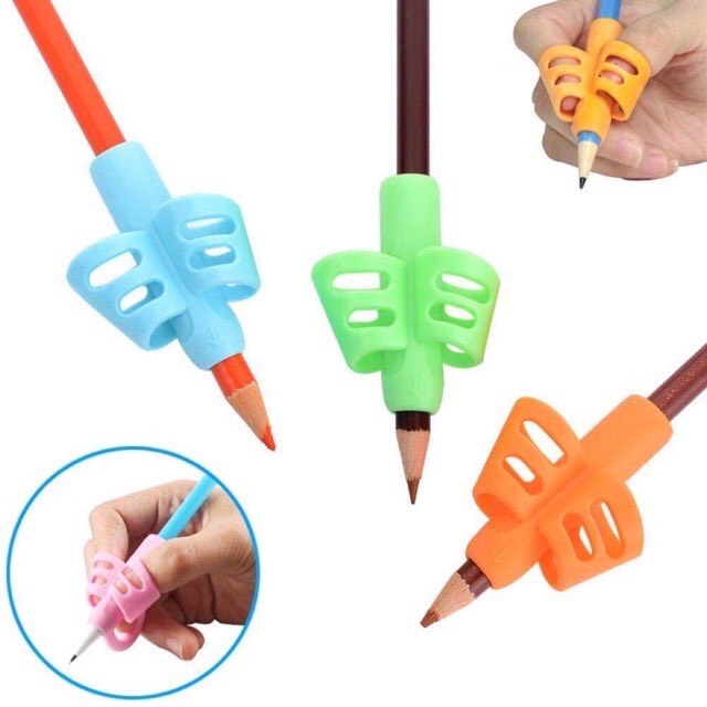 Dụng cụ xỏ ngón cầm bút silicon chỉnh tư thế cầm bút đúng cho bé tập viết ( giao màu ngẫu nhiên )