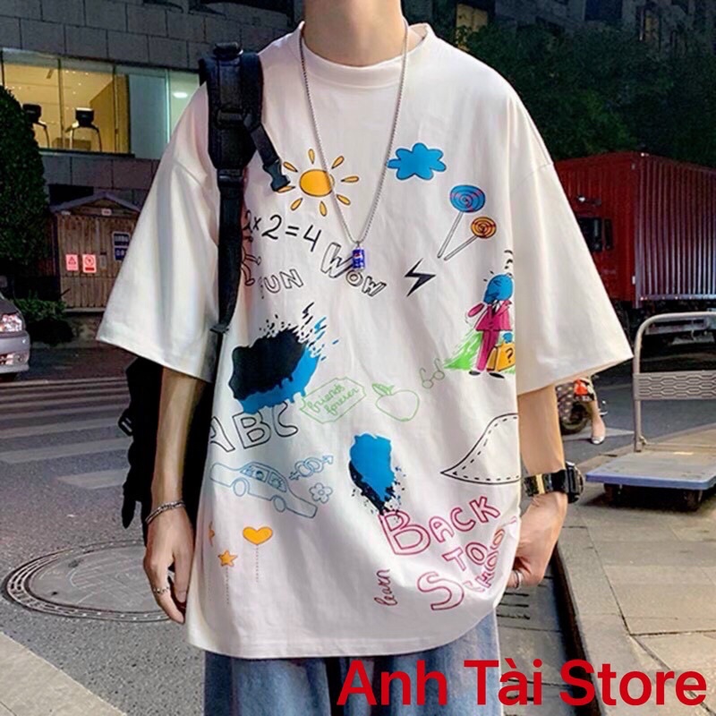 Áo thun tay lỡ phông Unisex nam nữ chất liệu Cotton oversize đến 70kg form rộng in hoạ tiết chữ Back To Shool PA762 | BigBuy360 - bigbuy360.vn