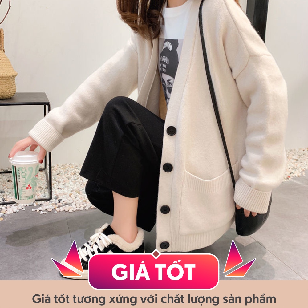 (SẴN) Áo khoác cardigan len nữ dài tay dễ thương học sinh cài cúc túi hộp dáng oversize JK Nhật Bản A00076 | BigBuy360 - bigbuy360.vn