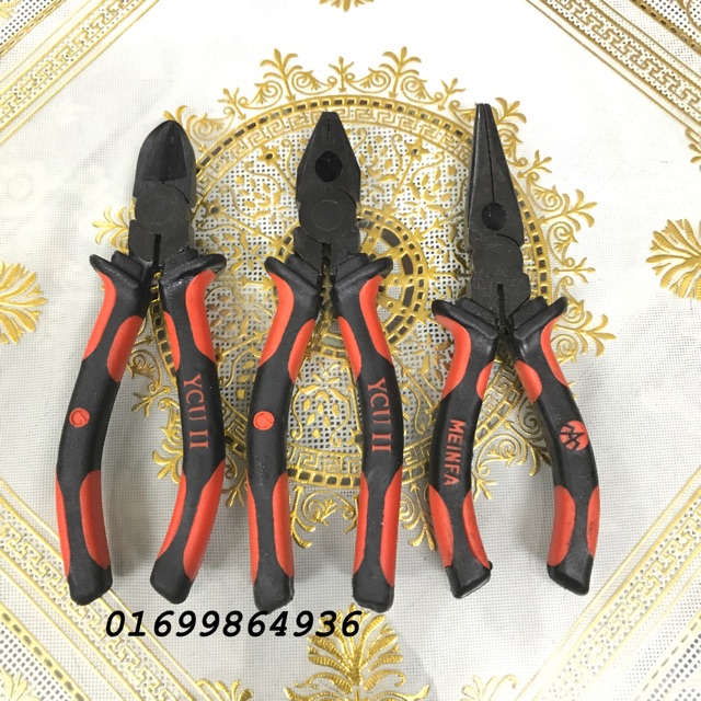 3 kìm: điện, cắt, nhọn 