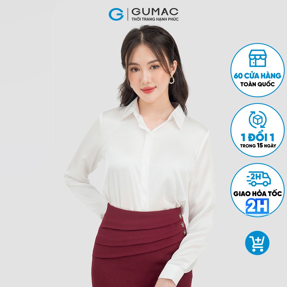 Áo sơ mi nữ suông cơ bản LA0709 thời trang GUMAC