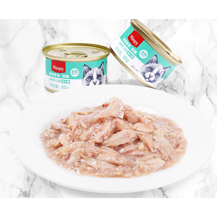 Pate Wanpy thịt cá thật cao cấp cho mèo - Lon 85g