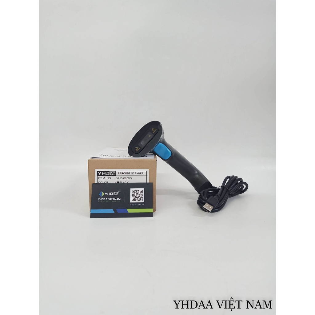 Máy bắn mã vạch có dây YHD 6200D 2D, Đầu đọc mã vạch Barcode(1D) Qrcode(2D) có dây kết nối Máy tính bàn, Laptop