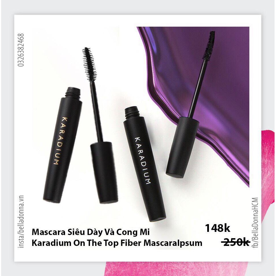 Mascara Siêu Dày Và Cong Karadium On The Top Fiber Mascara (Đen)