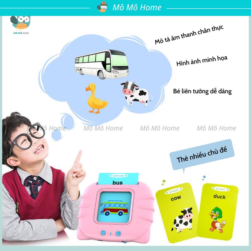 Máy đọc thẻ tiếng anh Flashcard  224 từ vựng cho bé, hàng chính hãng loại 1, không sóng điện tử - Mô Mô Home