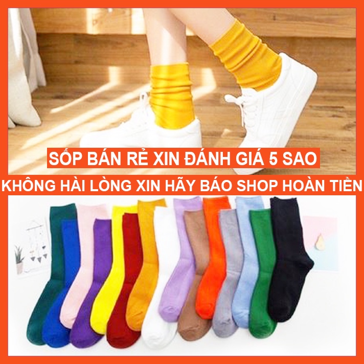 Tất nhún nữ cổ cao trơn trắng đen phong cách vintage hàn quốc, tất vớ nữ cao cổ cổ cao cổ ngắn, Vớ nhún nữ cổ cao unisex