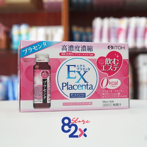 Collagen EX Placenta 1 hộp 10 lọ x 50ml Nước uống dưỡng làn da mịn màng bổ sung collagen nhật bản