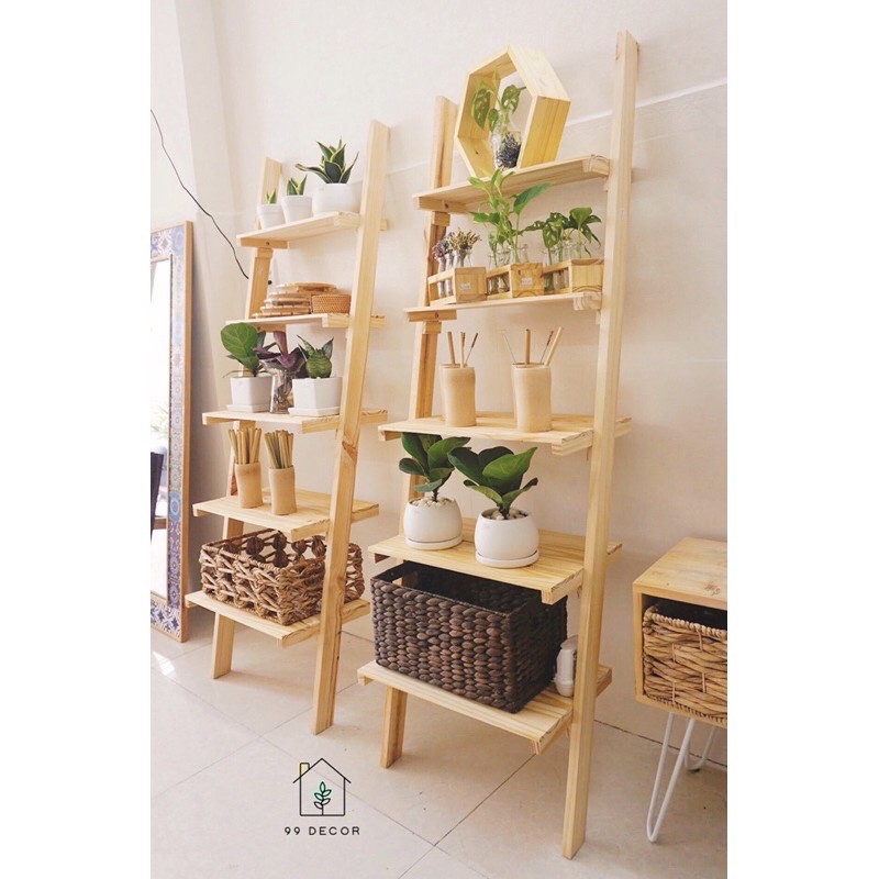 Giá/Thang gỗ dựa tường treo quần áo, phụ kiện chụp hình, Kệ treo đồ decor shop(Giá tại xưởng)