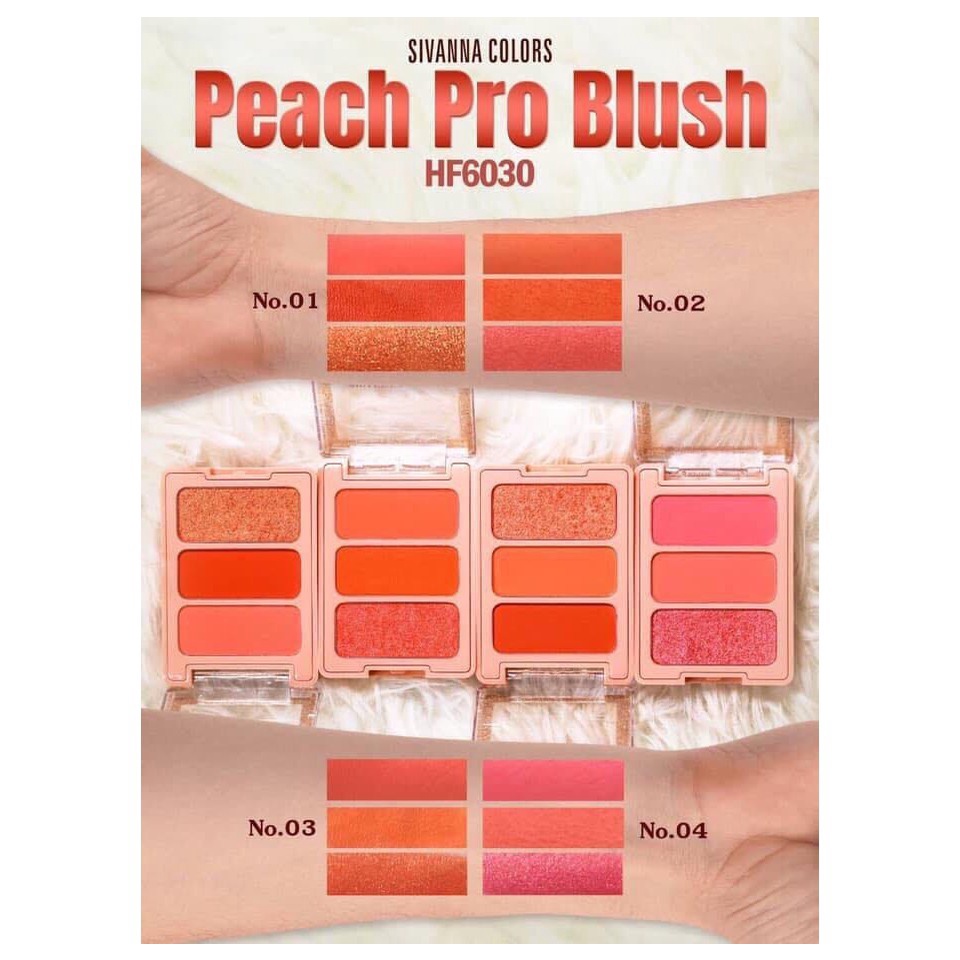 Má hồng Sivanna Colors Peach Pro Blush HF6030 6g vừa makeup cho cả má và mắt vô cùng tiện lợi