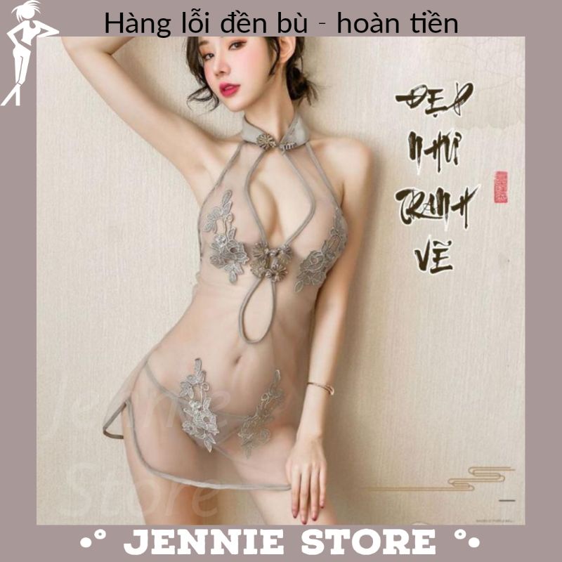 Cosplay sườn xám Trung Hoa hở lưng sexy - váy ngủ xuyên thấu cổ trang gợi cảm | BigBuy360 - bigbuy360.vn