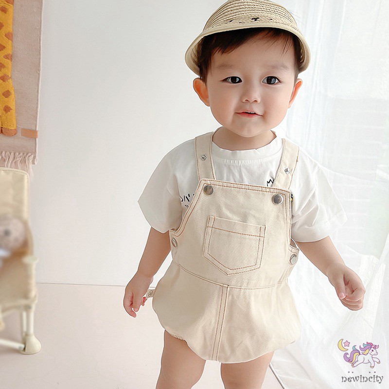 Quần yếm denim dễ thương phong cách Hàn Quốc thời trang dành cho trẻ em