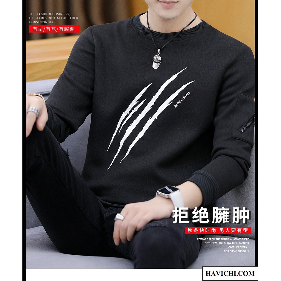 Áo thun nam tay dài 💚𝐅𝐑𝐄𝐄𝐒𝐇𝐈𝐏💚Sweater nam nữ 💚𝐅𝐑𝐄𝐄𝐒𝐇𝐈𝐏💚 áo thun nam dài tay đen 3 gạch khóa keos