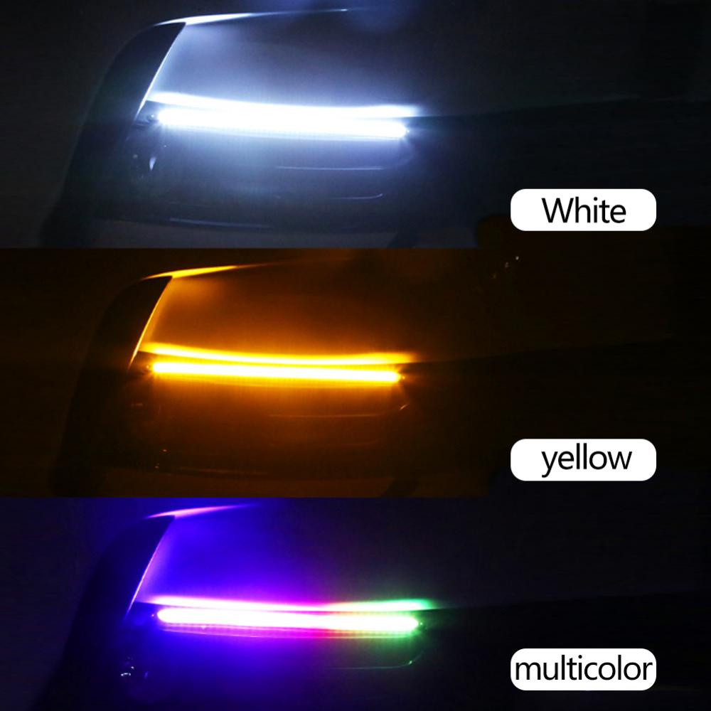 2PCS Đèn LED xe hơi phổ thông Ban ngày Đèn chiếu sáng DRL Đèn báo rẽ Tín hiệu tuần tự Ánh sáng ban ngày được sửa đổi Tự động 12V