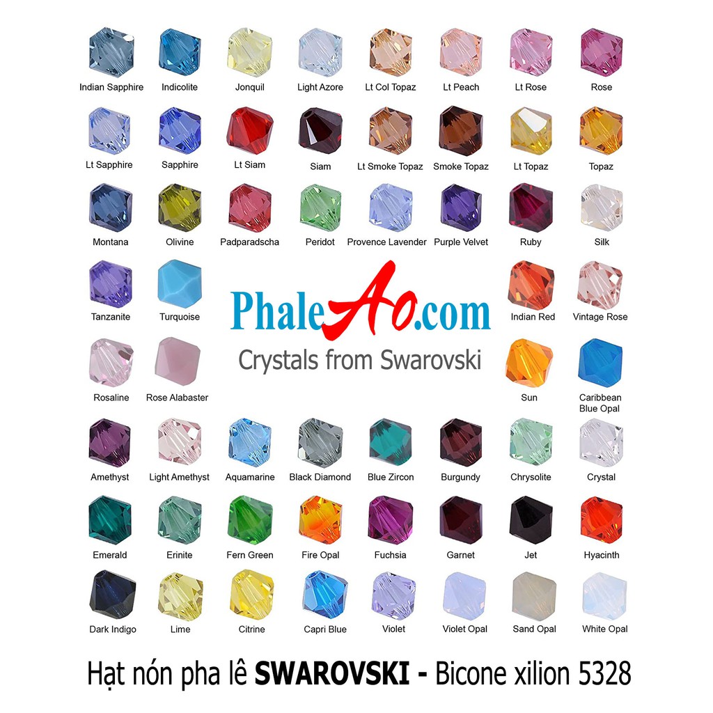 Pha lê SWAROVSKI, Hạt nón 4,6ly 5328 xilion bead 001AB, Tặng dây xỏ - PhaleAo