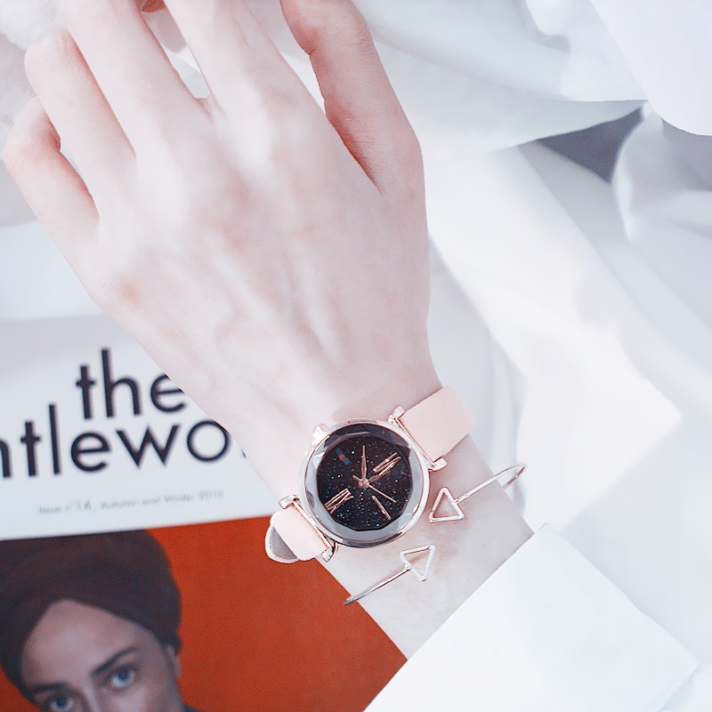 Đồng hồ nữ 1102 dây da lộn mặt tròn 3D | BigBuy360 - bigbuy360.vn