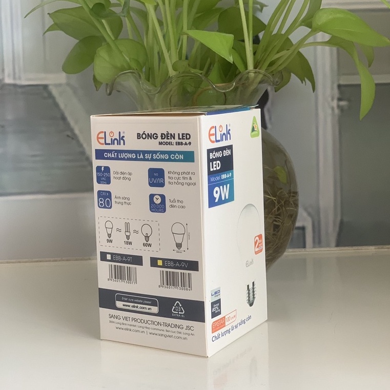 Bóng Đèn Led Bulb ELink Công Suất 9W Ánh Sáng Trắng Dịu Nhẹ, Độ Lan Tỏa Rộng, Hàng Chính Hãng, Chất Lượng Cao
