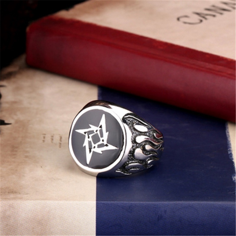 Nhẫn Nam Thiết Kế Hình Bánh Xe Lửa Phong Cách Retro Độc Đáo