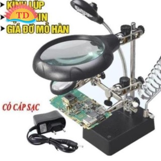 Kính Lúp Kẹp Hàn Soi Mạch Main Điện Tử Điện Thoại - Giá Kẹp Hàn Mạch Có Kính Lúp Đèn Led 2 trong 1