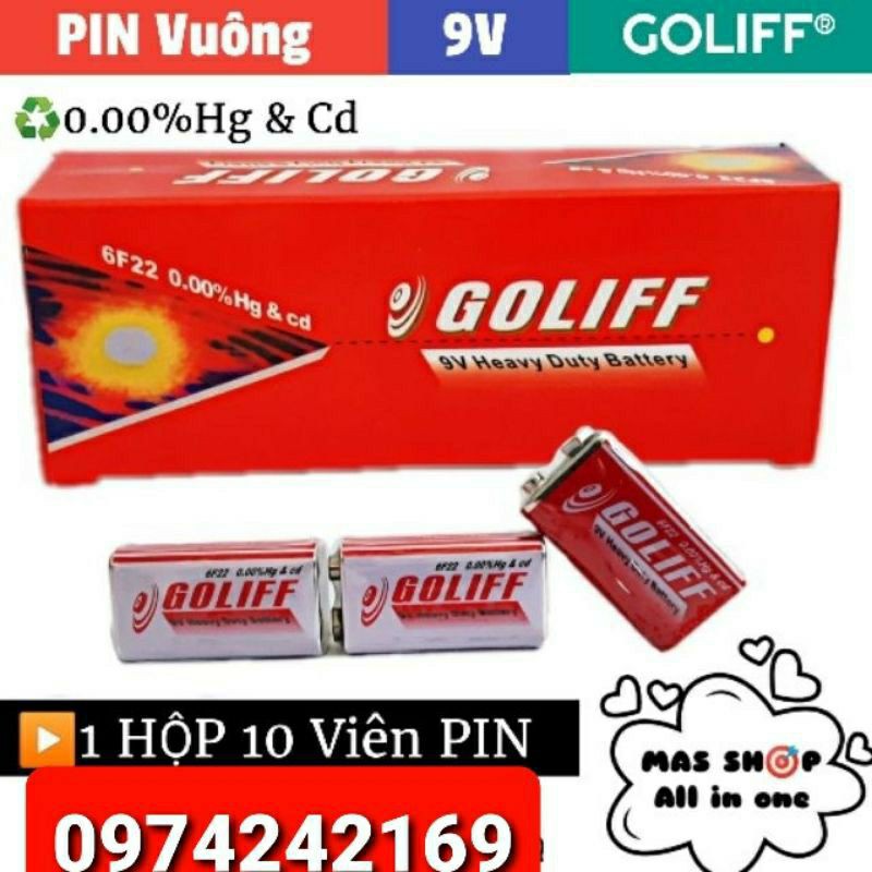 pin vuông 9V GOLIFF và CAMELION thông dụng ( shop bán 1 hộp 10 viên)