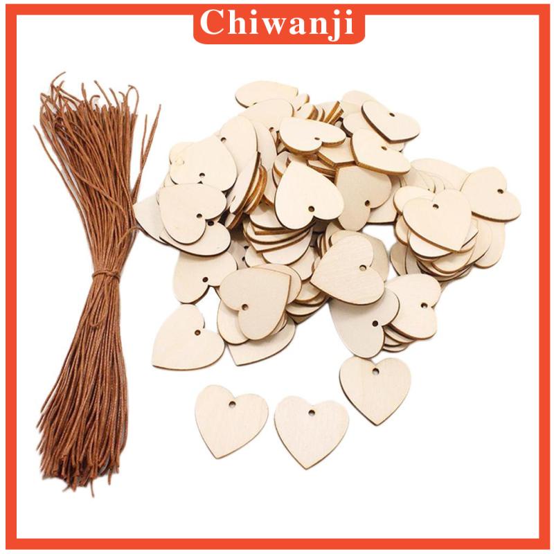 Set 100 Lát Gỗ Hình Trái Tim Tự Nhiên Dùng Để Làm Thẻ Thủ Công