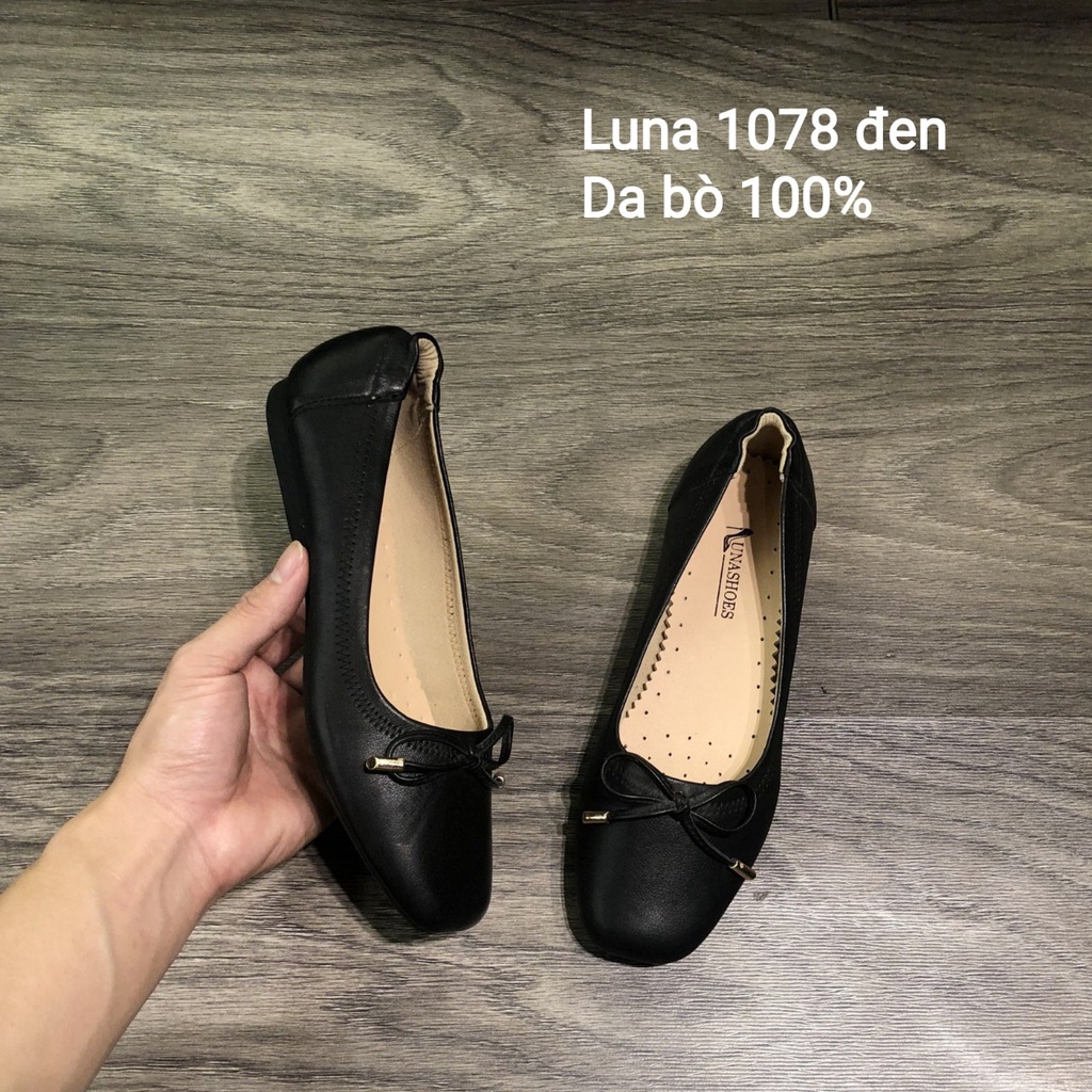 Giày bệt nữ mũi vuông da bò mềm êm chân Lunashoes (1078) mũi vuông hàng cao cấp nhiều màu (BH 24TH)