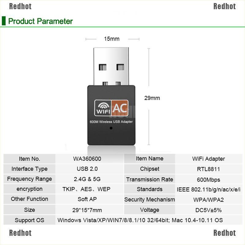 Usb Wifi Không Dây 600mbps Có Khe Cắm Thẻ Mạng