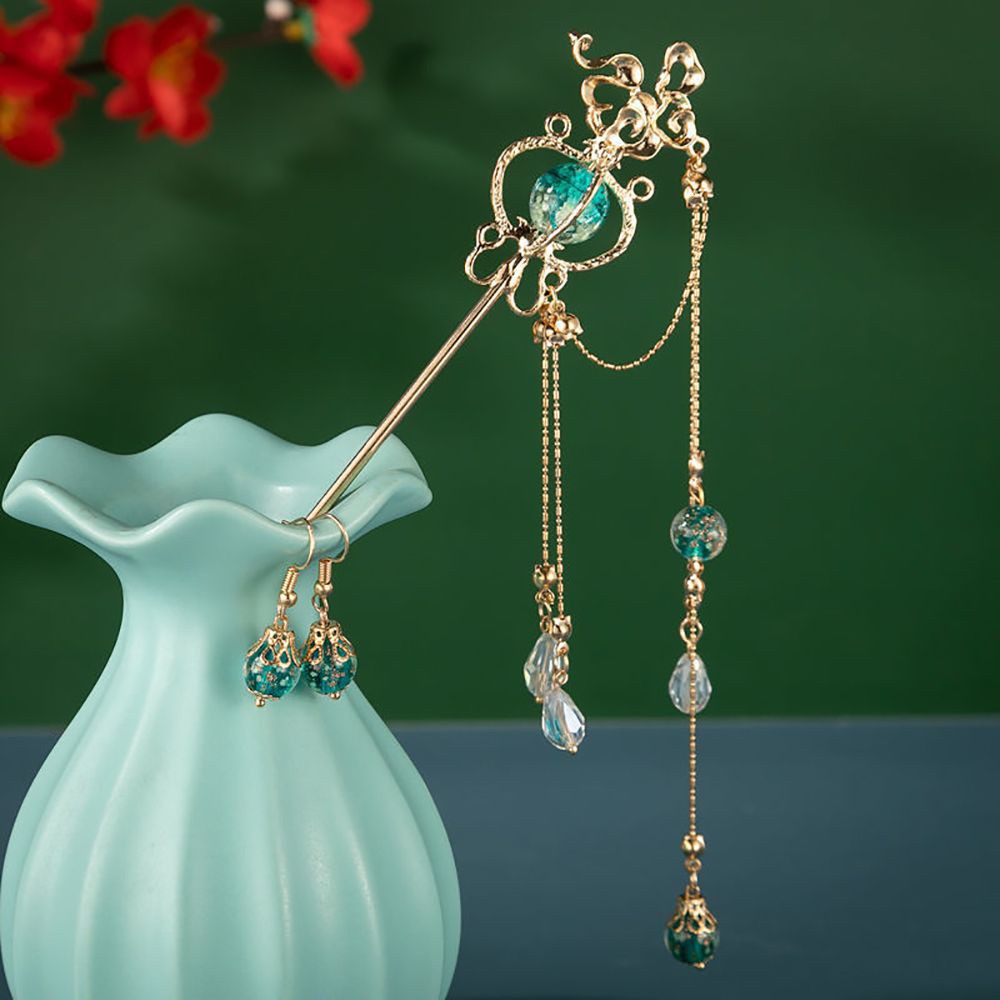 Trâm cài tóc SKJK bằng hợp kim phối tua rua cổ điển phong cách Trung Hoa cho nữ