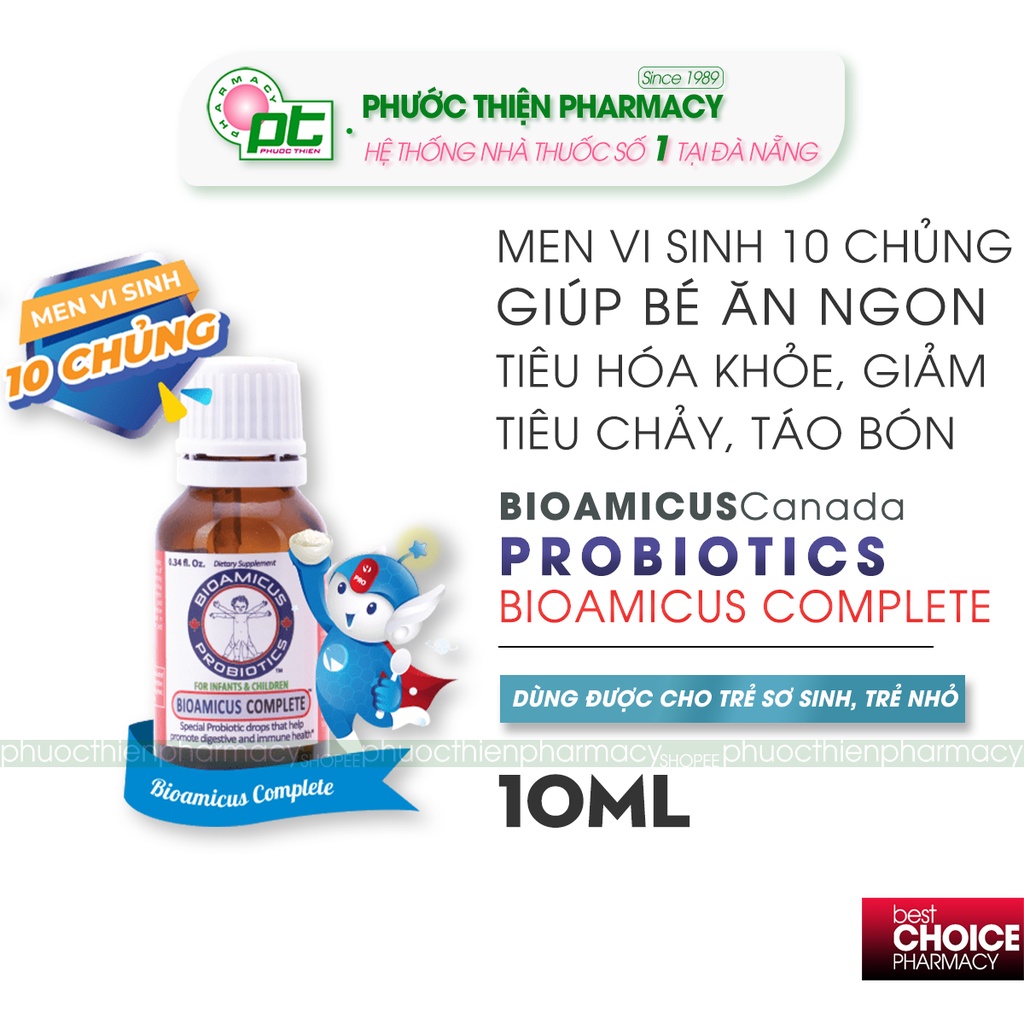 Men vi sinh 10 chủng Bioamicus Complete Probiotics 10ml - Hỗ trợ tiêu hóa, giúp cho bé ăn ngon, tăng cường miễn dịch