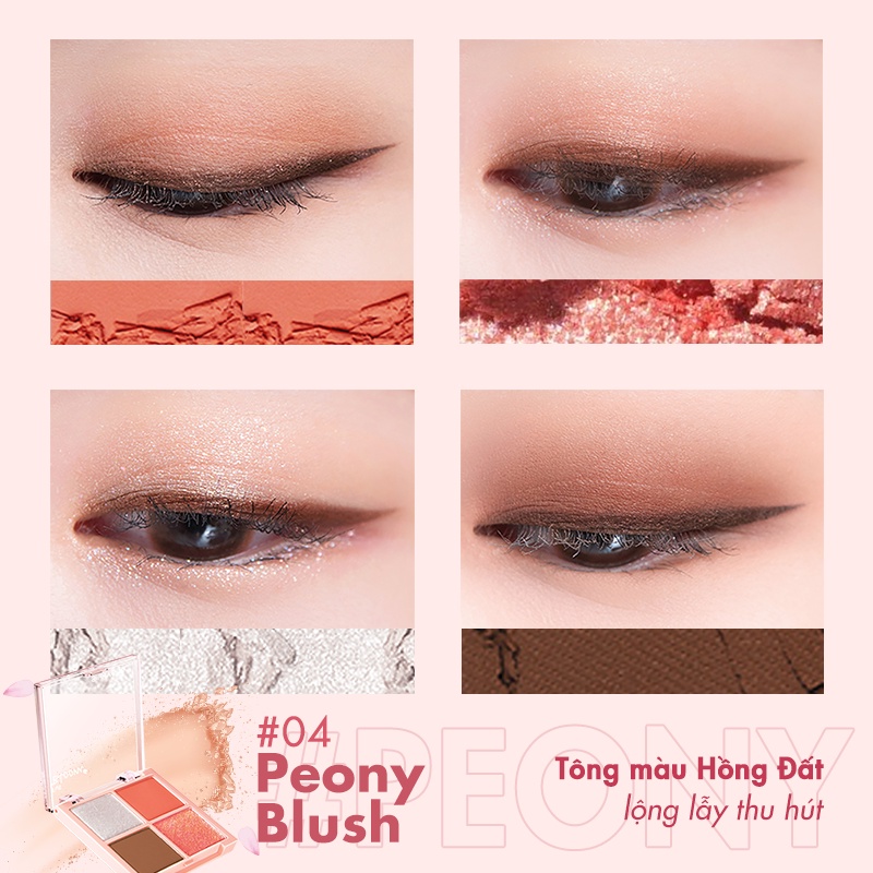 Phấn Mắt SilkyGirl 4 ô Có Nhũ Full BLoom Quad