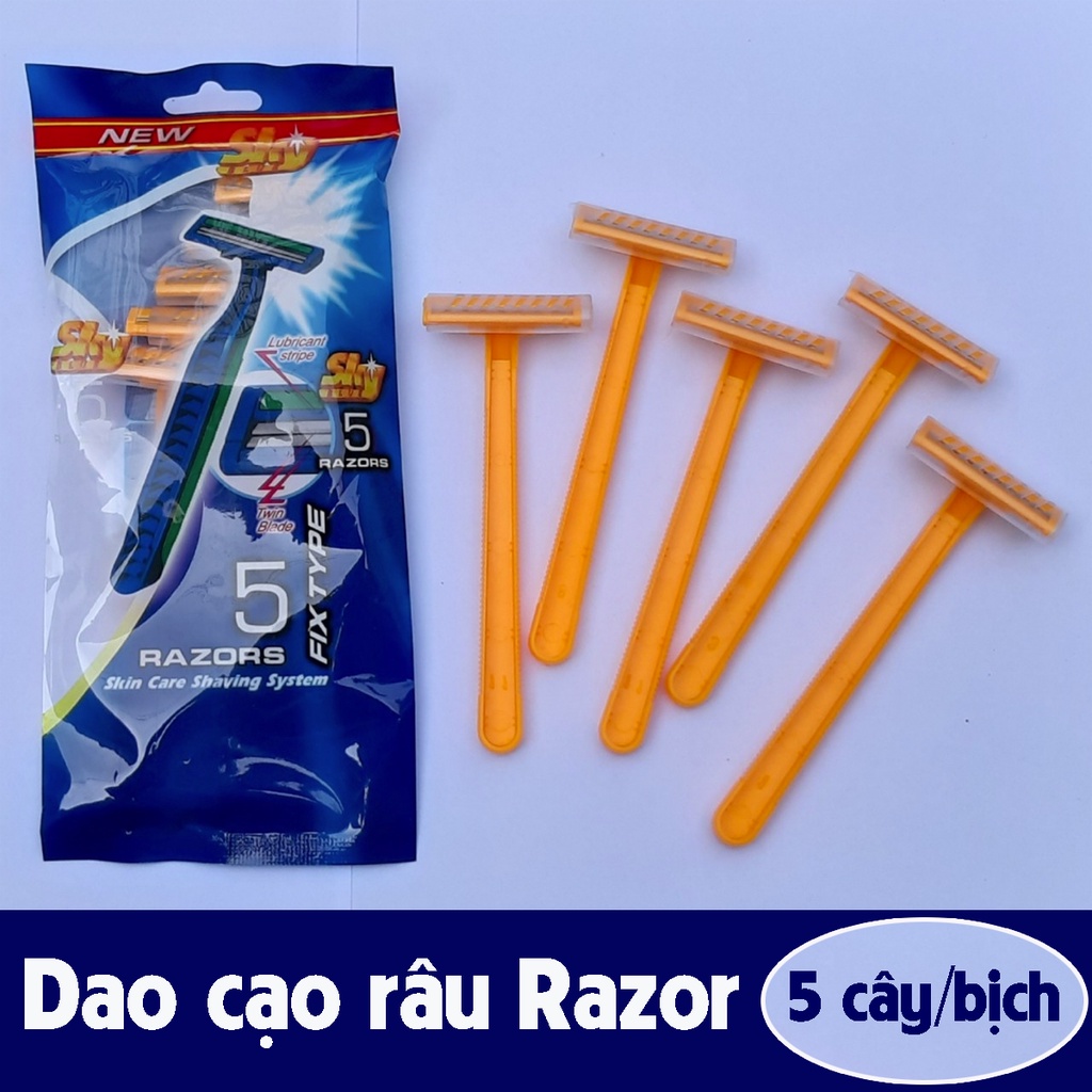 Dao cạo râu razor lưỡi kép combo 6 bịch 30 cây dùng cả năm