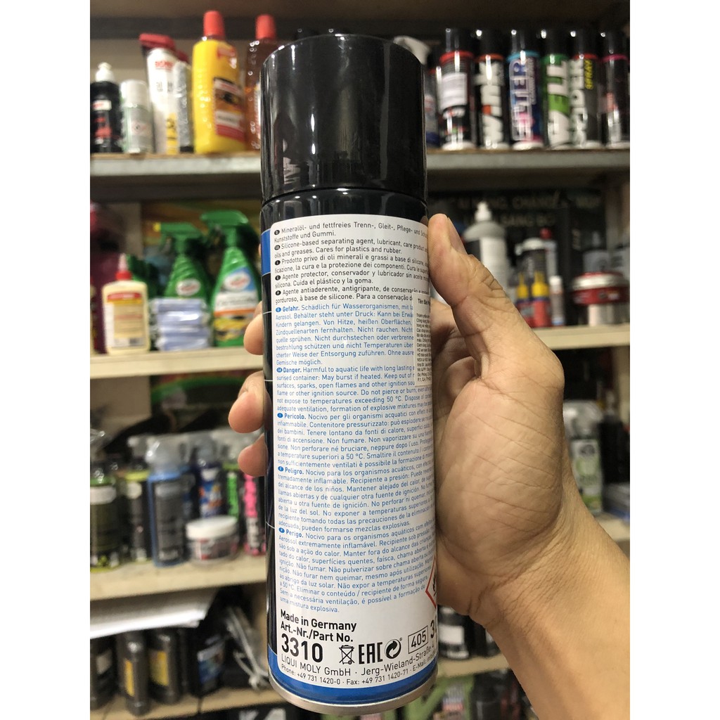 CHAI XỊT SILICON BÔI TRƠN BẢO DƯỠNG CAO SU, NHỰA LIQUI MOLY SILICON-SPRAY 3310 300ML