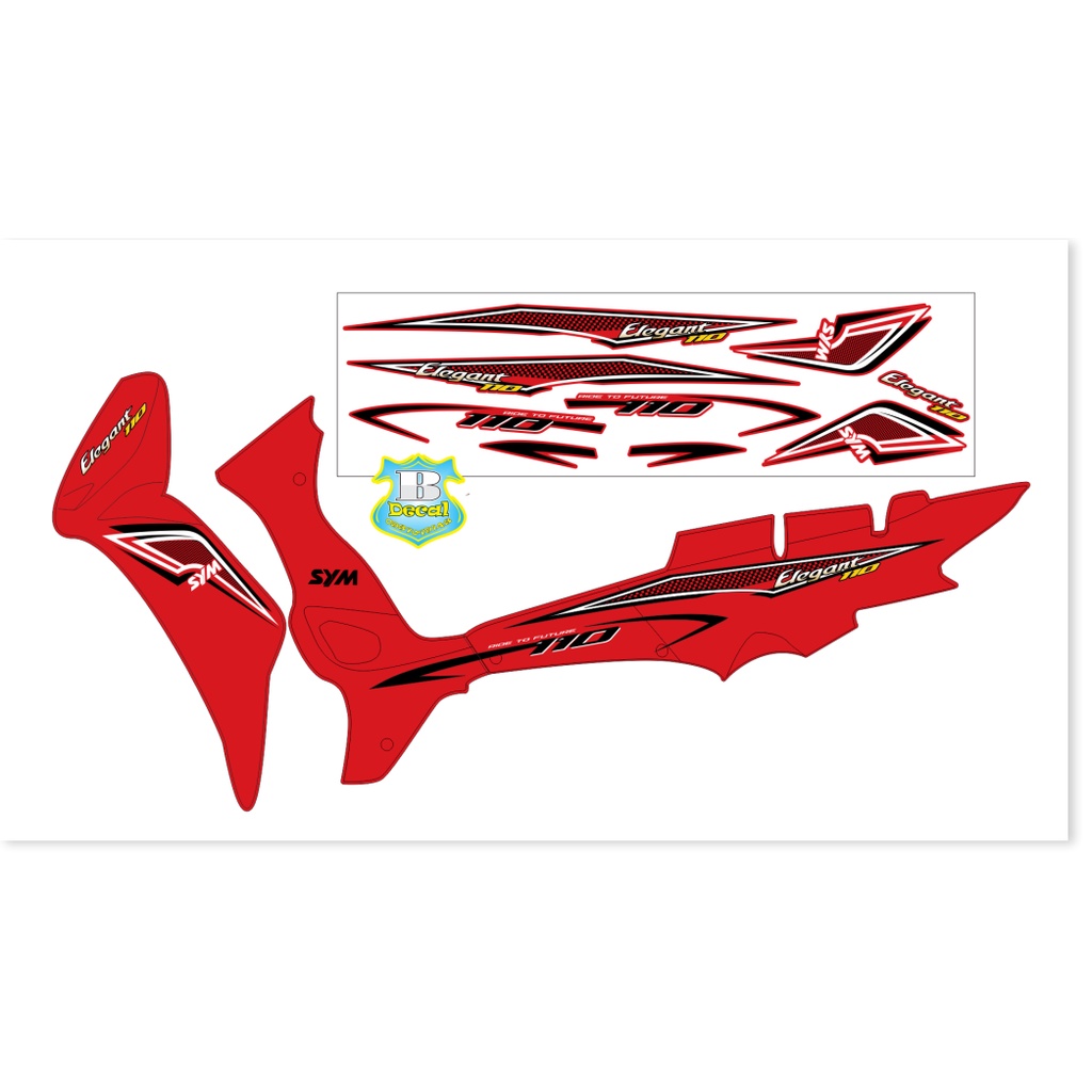 ( Quí khách vui lòng mang ra tiệm cho thợ dán ) Tem elegant 110 đỏ