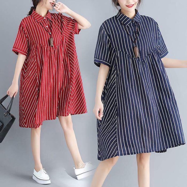[ORDER] Đầm suông sọc dọc vintage
