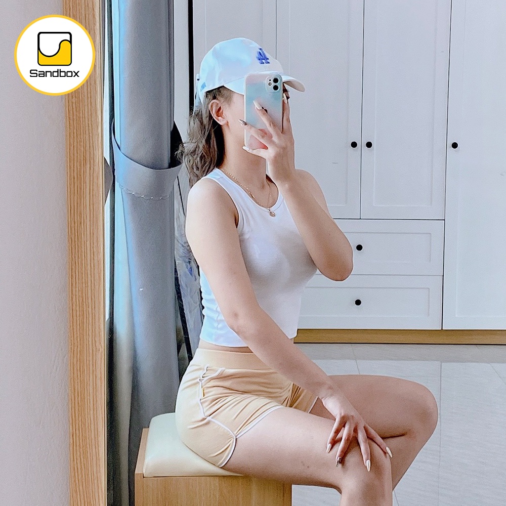Áo Croptop SANDBOX sát nách ba lỗ chất liệu cotton co giãn, kiểu ôm body, nhiều màu trẻ trung năng động