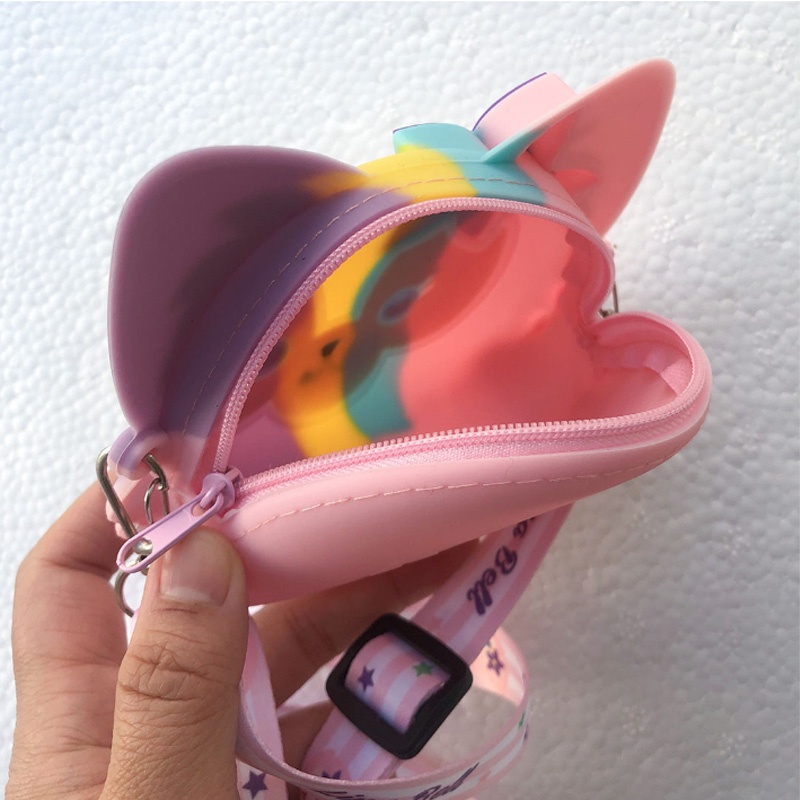 Disney LinaBell Silicone Túi đeo vai, Pop it Fidget Túi đeo chéo con kỳ lân, Push Bubble Ví tiền xu Đồ chơi