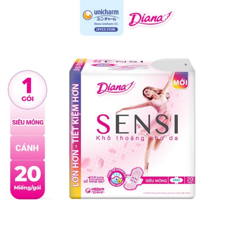 Băng vệ sinh Diana Sensi có cánh &amp; không cánh (ngày, hàng ngày)