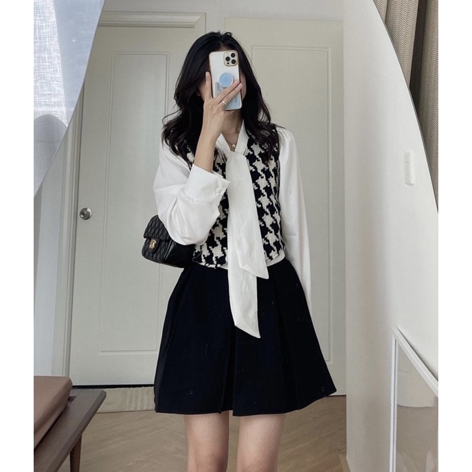 Set 3 chi tiết GILE DẠ+SƠ MI+CHÂN VÁY