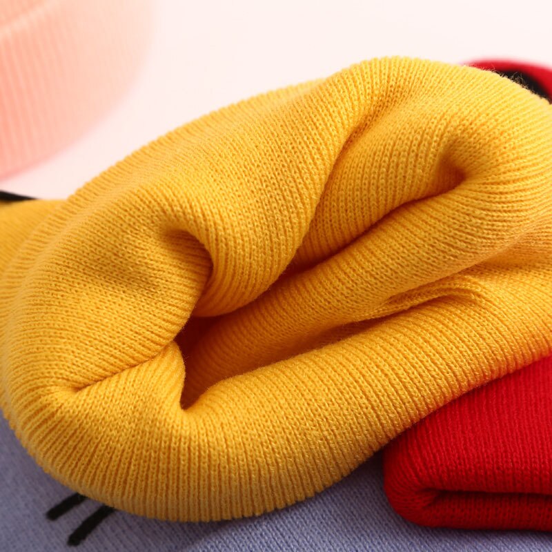 Mũ beanie dệt kim họa tiết hoạt hình thời trang thu đông cho bé từ 0-3 tuổi