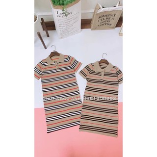 Váy body kẻ BBR cổ bẻ