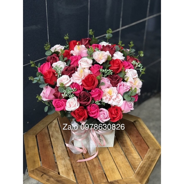 Lẵng hoa sáp thơm tặng khai trương, tặng sinh nhật, tặng tân gia.