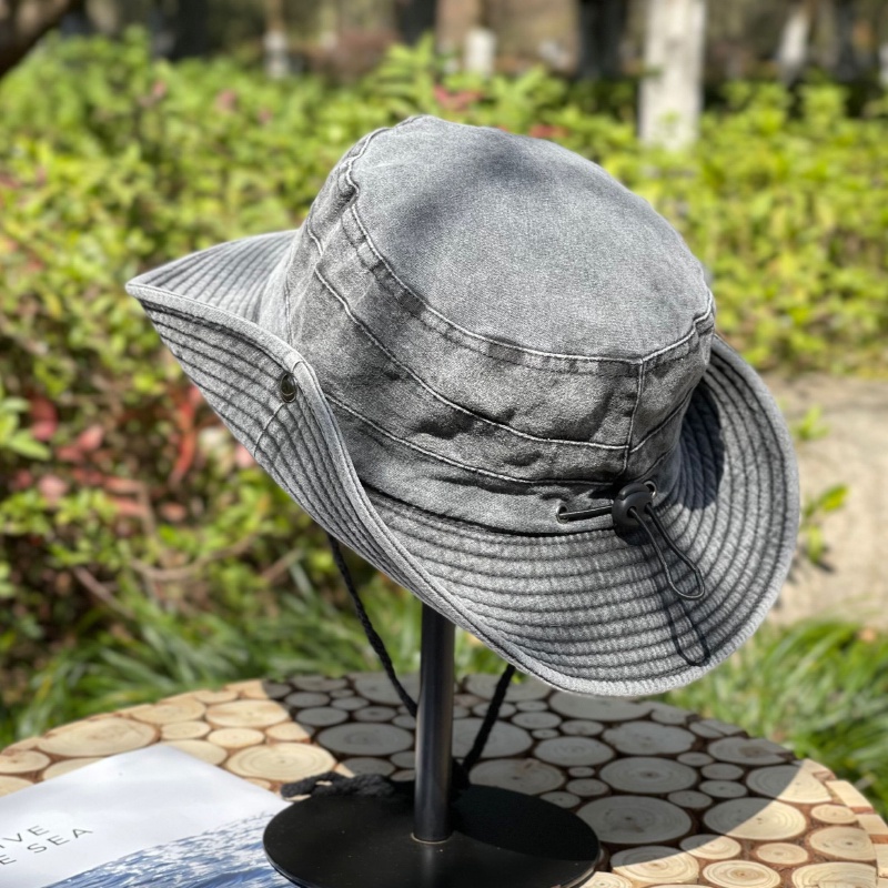 Nón Tai Bèo Cao Bồi Thêu Chữ Che Mặt Chống Tia Uv Cho Nam Nữ