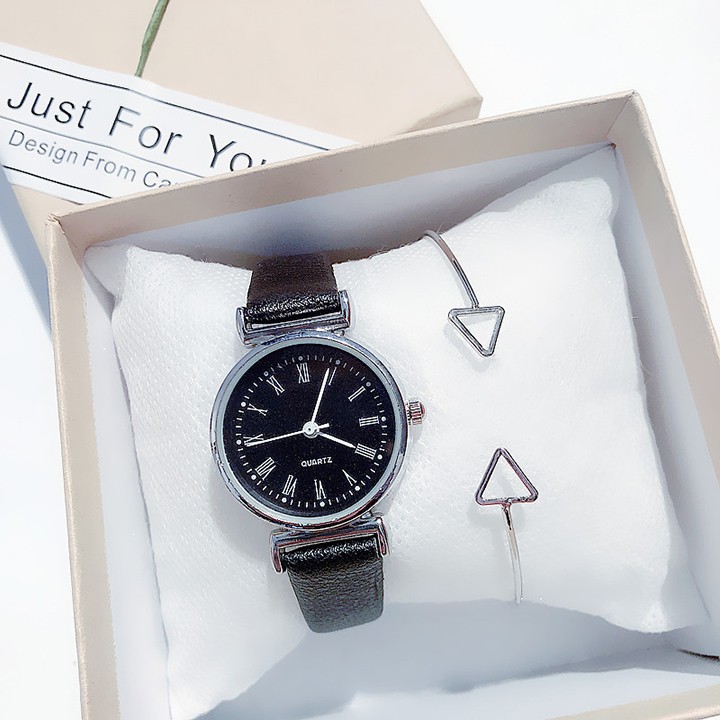 Đồng hồ nữ mặt tròn dây da 5 màu đa dạng CD14 Bán lẻ giá sỉ