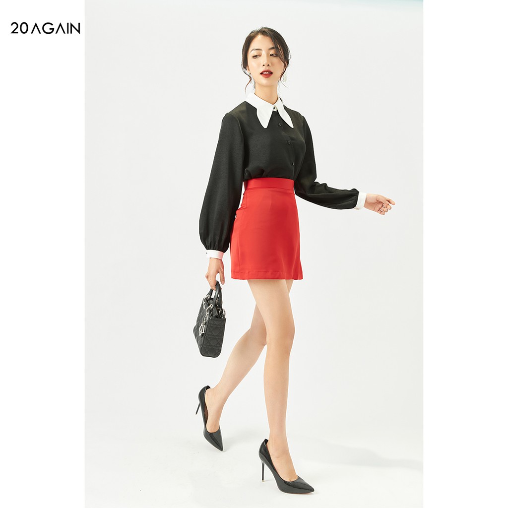[Mã WABR1111 giảm 10% đơn 250K] Áo sơ mi nữ dài tay 20AGAIN, cổ áo cách điệu, thiết kế công sở ASA1725 | BigBuy360 - bigbuy360.vn