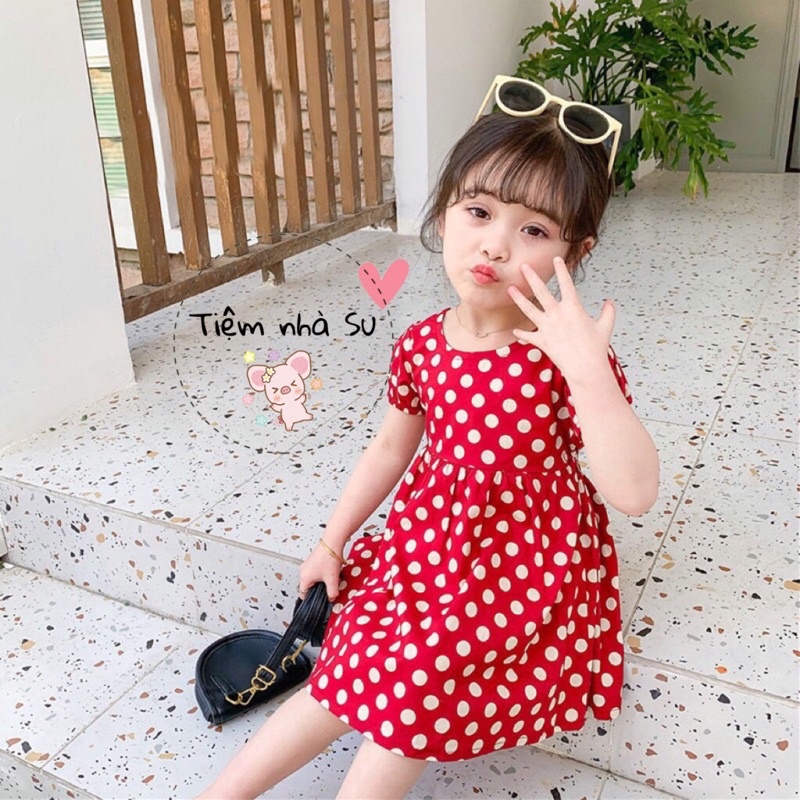 Váy xoè chấm bi cho bé gái phong cách Hàn quốc (08-16kg)