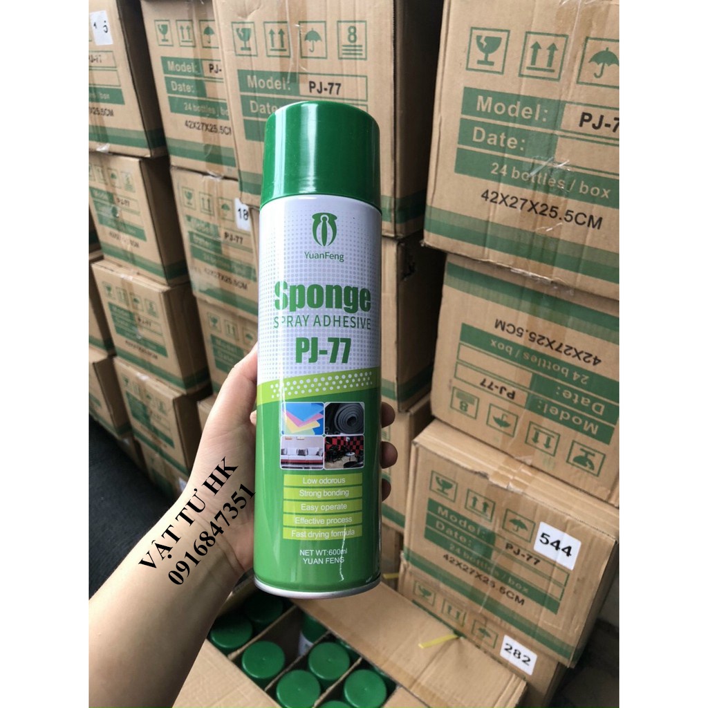 Keo xịt Dán Xốp Giấy Bông Gỗ Dán Tường Chuyên Dụng - 600ML PJ-77 Đa Năng SPONGE PJ77 SPRAY ADHESIVE YUANFENG