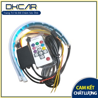 Bộ 2 dây đèn led mí ô tô có remote thiết kế bọc silicon dẻo, chống nước, mỏng 4mm