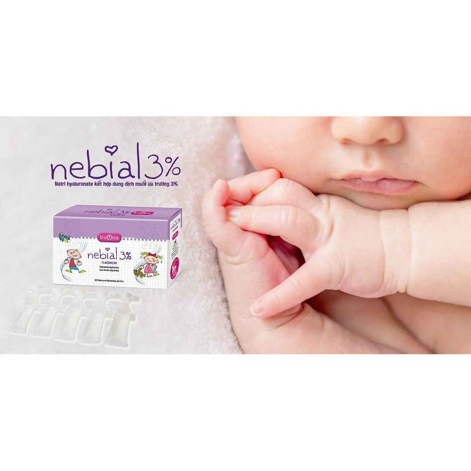 DUNG DỊCH NHỎ MŨI VÀ RỬA MŨI CHO BÉ MUỐI ƯU TRƯƠNG NEBIAL 3% FLACONCINI - 20 ỐNG